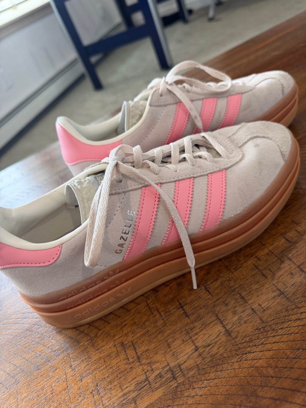adidas Gazelle Platform Sneakers - Pink & Beige